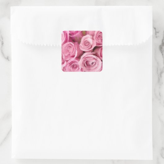 Roze rozentickers vierkante sticker (Tas)