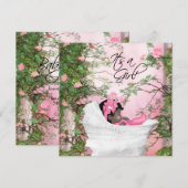 Roze rozentuin baby shower kaart (Voorkant / Achterkant)