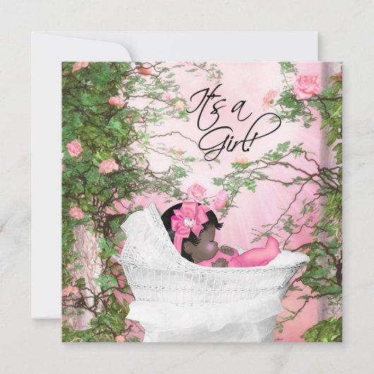 Roze rozentuin baby shower kaart (Voorkant)