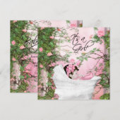 Roze Rozentuin Baby Shower Kaart (Voorkant / Achterkant)