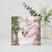 Roze Rozentuin Baby Shower Kaart (Staand voorkant)