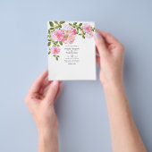 Roze Rozentuin Bruiloft Flyer (Hand)