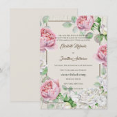 Roze Rozentuin Bruiloft Kaart (Voorkant / Achterkant)