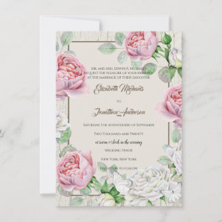 Roze Rozentuin Bruiloft Kaart