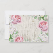 Roze Rozentuin Bruiloft RSVP Kaartje (Achterkant)
