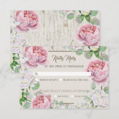 Roze Rozentuin Bruiloft RSVP Kaartje (Voorkant / Achterkant)