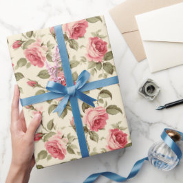 Roze Rozentuin Cadeaupapier