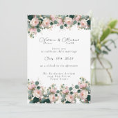 Roze Rozentuin Eucalyptus bruiloft Kaart (Staand voorkant)