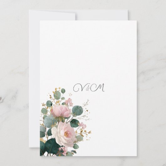 Roze Rozentuin Eucalyptus bruiloft Kaart (Achterkant)