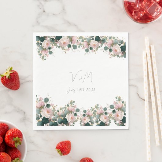 Roze Rozentuin Eucalyptus Bruiloft Servet (Insitu)