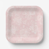 Roze Rozentuin Feestje Papieren Bordje (Voorkant)