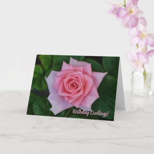 Roze rozentuin kunst verjaardagskaart kaart (Orchidee)