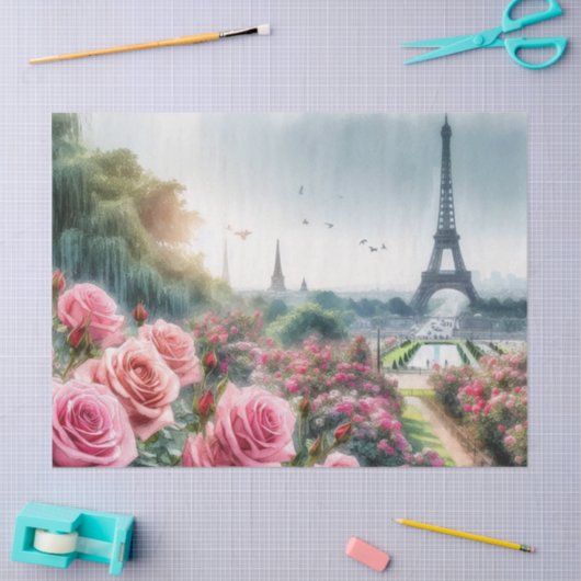 Roze Rozentuin Parijs Botanisch Weefsel Papier (Craft)