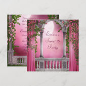 Roze Rozentuin Roze Sweet 16 Feest Kaart (Voorkant / Achterkant)