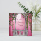 Roze Rozentuin Roze Sweet 16 Feest Kaart (Staand voorkant)