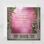 Roze Rozentuin Roze Sweet 16 Feest Kaart (Achterkant)