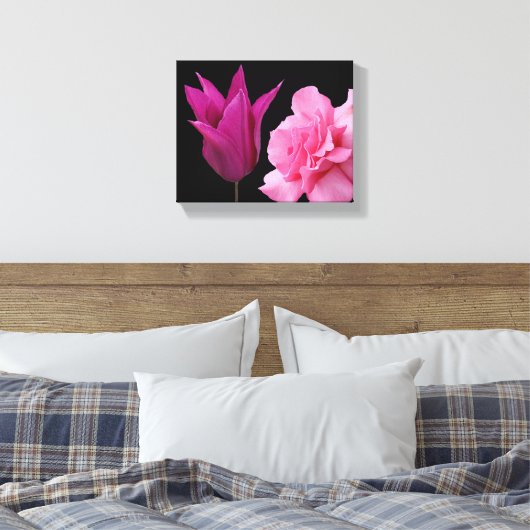  roze rozentulpenbloem Eenvoudige moderne bloemen Canvas Afdruk (Insitu (Slaapkamer))