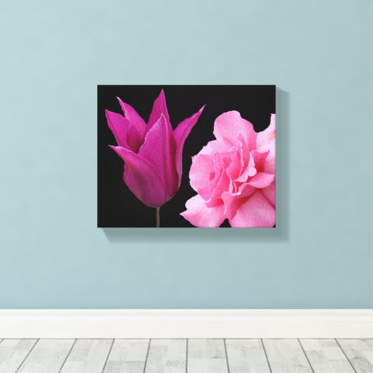  roze rozentulpenbloem Eenvoudige moderne bloemen Canvas Afdruk (Insitu (Houten vloer))
