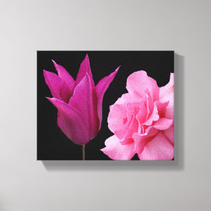  roze rozentulpenbloem Eenvoudige moderne bloemen Canvas Afdruk