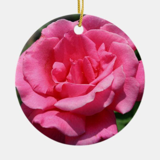Roze rozenversiering keramisch ornament (Voorkant)
