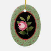 Roze rozenversiering keramisch ornament (Voorkant)