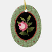 Roze rozenversiering keramisch ornament (Achterkant)