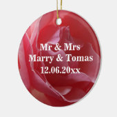 Roze rozenversiering keramisch ornament (Links)