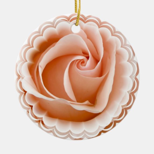 Roze rozenversiering keramisch ornament (Voorkant)