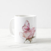 Roze Rozenvlinder Koffiemok (Voorkant links)