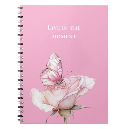 Roze Rozenvlinder Notitieboek (Voorkant)