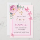 Roze rozenvlinders bloemenboog Bevestiging Kaart (Voorkant)