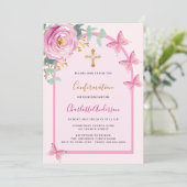 Roze rozenvlinders bloemenboog Bevestiging Kaart (Staand voorkant)