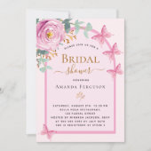 Roze rozenvlinders bloemenboog Vrijgezellenfeest Kaart (Voorkant)