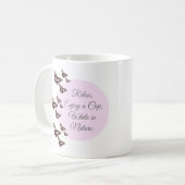 Roze rozenvlinders koffiemok (Voorkant links)