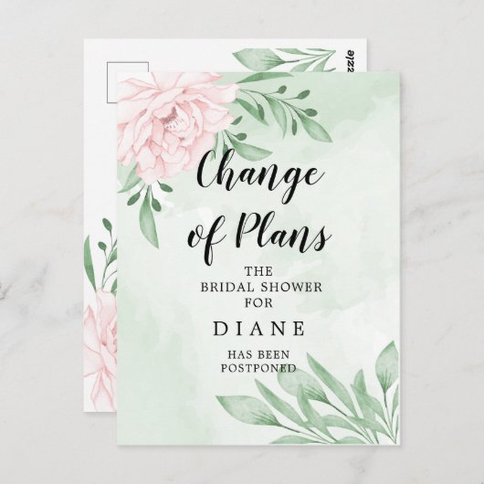 Roze rozenvulling wijzig de datum van Vrijgezellen Briefkaart (Voorkant / Achterkant)