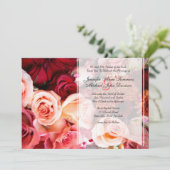  roze rozenweddenschap kaart (Staand voorkant)