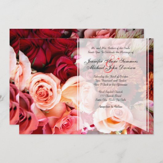 roze rozenweddenschap kaart (Voorkant / Achterkant)