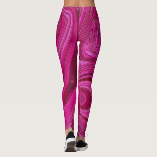 Roze rozenzwirls leggings (Achterkant)