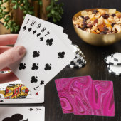 Roze rozenzwirls pokerkaarten (Insitu)