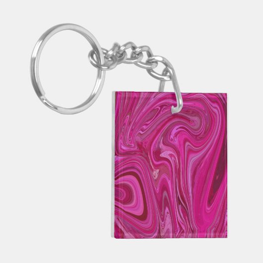 Roze rozenzwirls sleutelhanger (Voorkant Links)