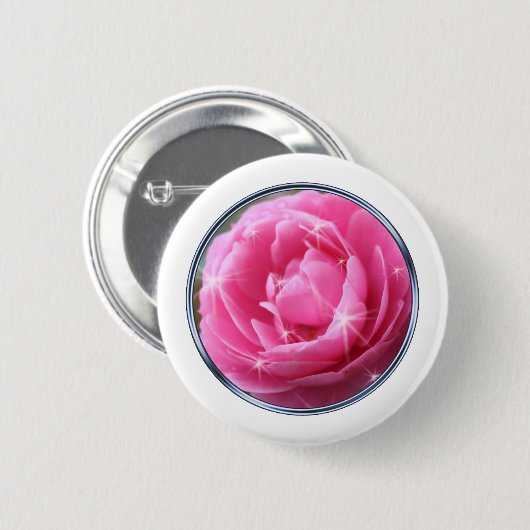 roze rozepen ronde button 5,7 cm (Voorkant /achterkant)