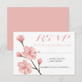 ROZE RSVP BLOEMEN KERSENBLOESEMS BRUILOFT BLOEMEN (Voorkant / Achterkant)