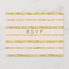 Roze RSVP-Briefkaarten met een goudoliefinslag Uitnodiging Briefkaart