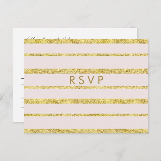 Roze RSVP-Briefkaarten met een goudoliefinslag Uitnodiging Briefkaart (Voorkant / Achterkant)