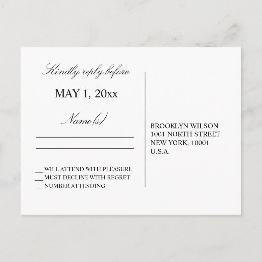 Roze RSVP-Briefkaarten met een goudoliefinslag Uitnodiging Briefkaart (Achterkant)