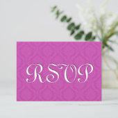 Roze RSVP Damask Wedding S216 Kaartje (Staand voorkant)