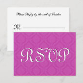 Roze RSVP Damask Wedding S216 Kaartje (Voorkant / Achterkant)