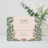 Roze RSVP-kaart  Art Nouveau Kaart (Staand voorkant)
