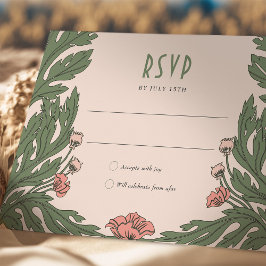 Roze RSVP-kaart Art Nouveau Kaart
