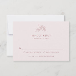 Roze RSVP kaart met bloemen